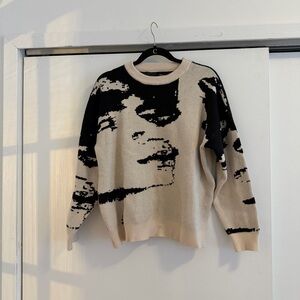 Stylish Black and Cream Men's Crewneck Sweater